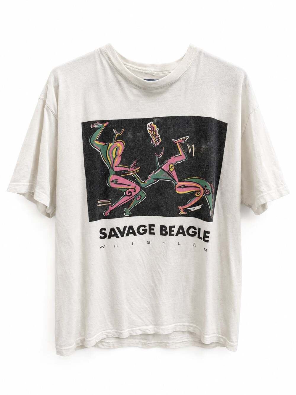 433-Logo Vintage Savage Beagle Whistler Nightclub Graphic T-Shirt S-L 21 PTP